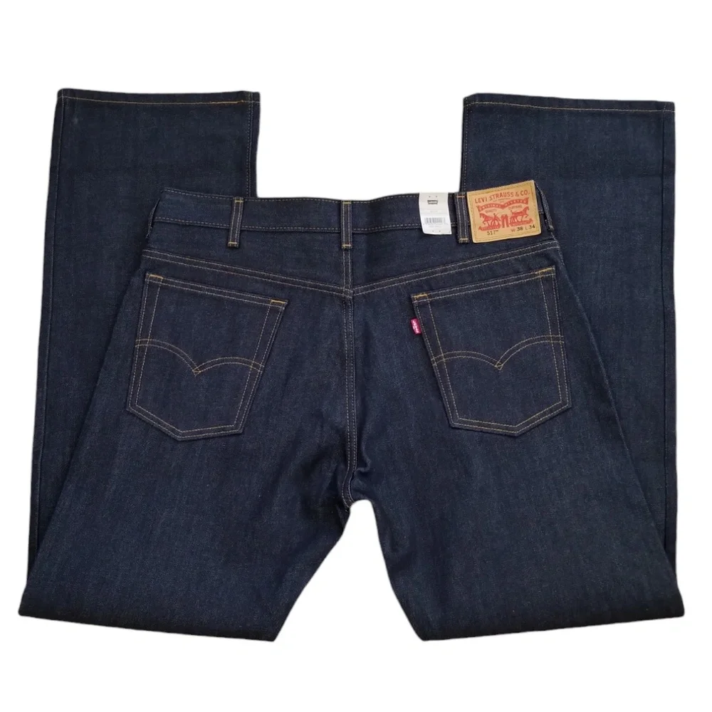 Levi's 517 Men's Blue Dark Wash Cotton‎ Bootcut Jeans Size 38 NEW